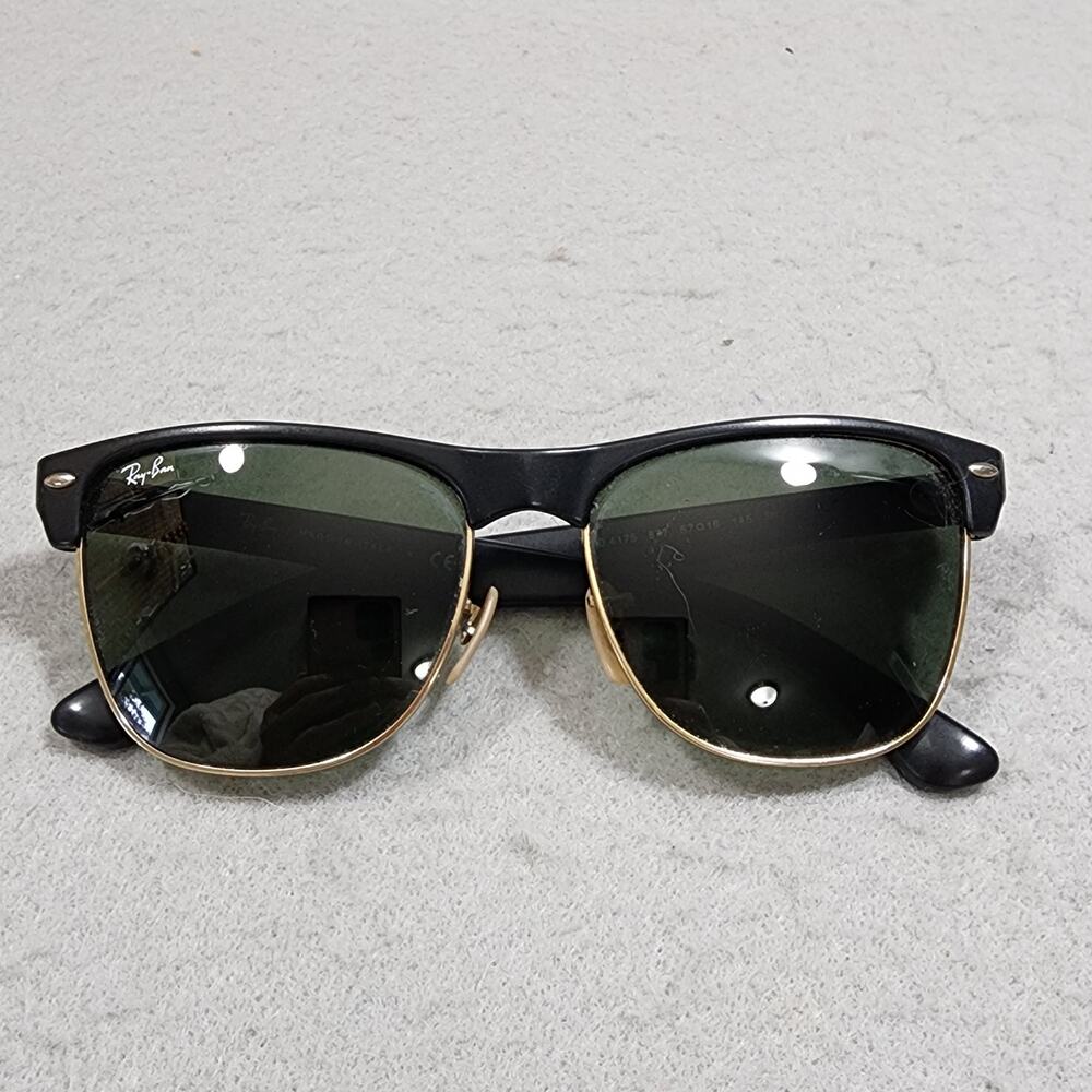 Ray Bans Clubmaster RB4175 877 Mens Black Sunglasses Square Made Italy Preowned